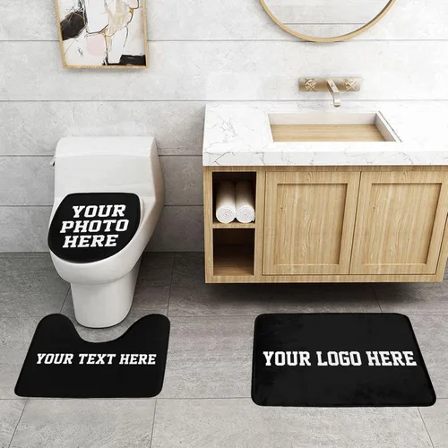 Miniatura 3 de Juego de 3 alfombras de baño personalizadas, diseño de tu foto, logotipo, texto, antideslizante, juego de alfombras de baño de 24 x 16 pulgadas