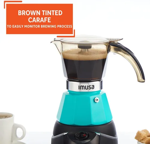 Miniatura 5 de IMUSA Cafetera Eléctrica de Espresso de 3 o 2 Tazas, Verde Azulado