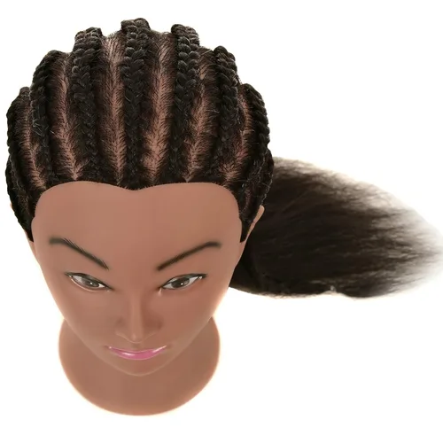 Miniatura 2 de Cabeza de maniquí de 100% cabello humano real con soporte para práctica de trenzado y peinado en peluquería y cosmetología, cabeza de muñeca