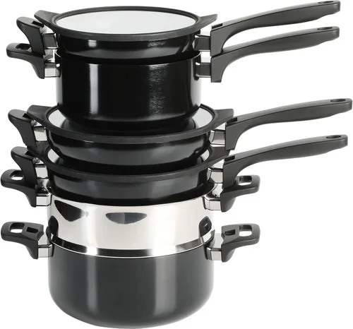 Miniatura 11 de Kenmore Arlington - Utensilios de cocina de inducción de aluminio forjado con revestimiento de cerámica antiadherente con asas de baquelita, juego