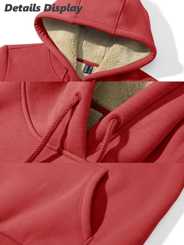 Miniatura 85 de MAGCOMSEN Sudaderas con capucha para mujer, con forro de sherpa, de vellón, para invierno, cálido, pesado, de algodón, con bolsillo