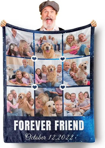 Miniatura 7 de Mantas personalizadas con fotos, manta personalizada de collage de fotos, suave, con mis propias fotos, regalos personalizados para Navidad, 2 Fotos