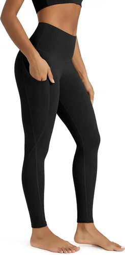 ODODOS - Leggings de yoga de cintura alta para mujer con bolsillos, pantalones de yoga deportivos con control de abdomen, no se transparentan, para