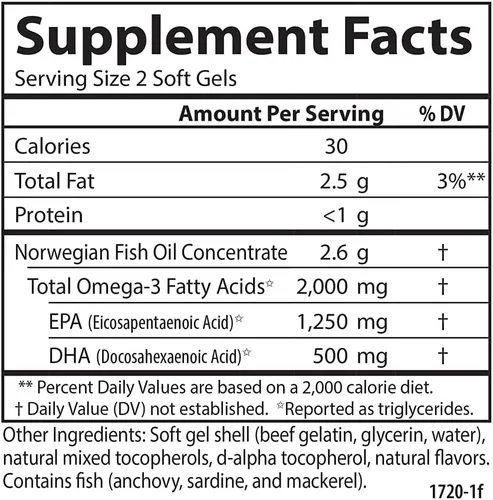Miniatura 4 de Carlson - Omega Máximo 2000, 2000 mg de ácidos grasos Omega-3 incluyendo EPA y DHA, aceite de pescado noruego capturado en la naturaleza, suplemento