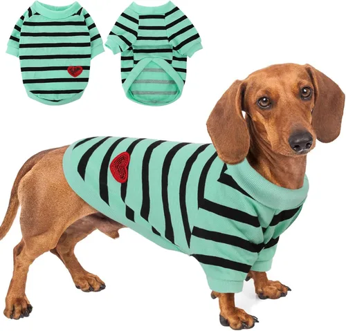 Miniatura 48 de Camiseta a rayas para perros y gatos, chaleco de algodón para primavera, verano, para mascotas, adecuada para mascotas pequeñas y medianas y Amarillo