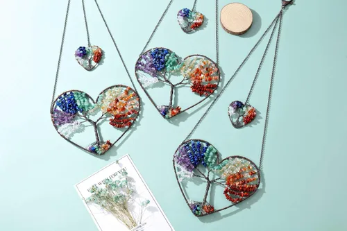 Miniatura 2 de PESOENTH Árbol de la vida de cristal de chakras para colgar en la pared, regalos para mujeres, bohemios 7 cristales curativos de chakras, piedras