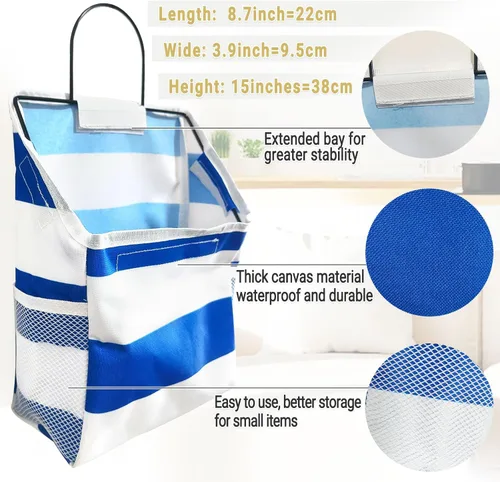 Miniatura 2 de Bolsas de almacenamiento para colgar en la pared, cesta organizadora de escritorio, cesta de almacenamiento colgante de lino de algodón para cocina