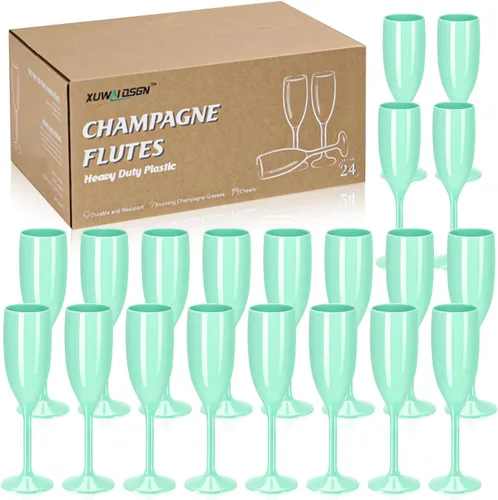 Miniatura 16 de XUWAIDSGN Copas de champán acrílicas, copas de tostado irrompibles con barra de mimosa, copas de vino reutilizables, copas de champán vintage, copas