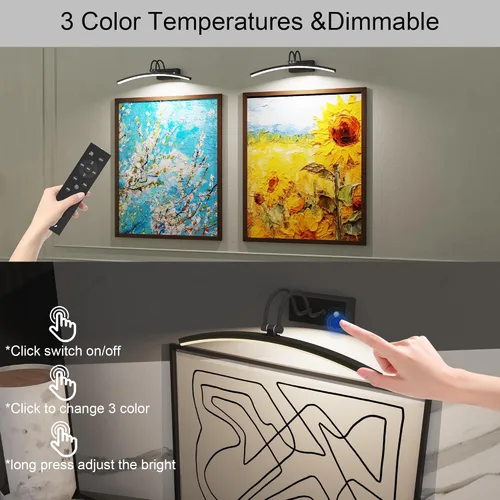 Miniatura 6 de PAIHOME Luces para fotos en la pared, luz magnética recargable con sensor de movimiento inteligente, control remoto regulable y temporizador