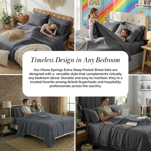 Miniatura 7 de Southshore Fine Living, Inc. Juego de 7 piezas de sábanas King divididas para cama ajustable, juego de sábanas King divididas con bolsillo de 21