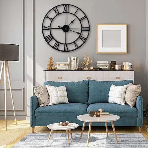 Miniatura 2 de Relojes de pared grandes sin tictac, silenciosos, de 30 pulgadas, funciona con pilas, de gran tamaño, de metal, números romanos redondos, relojes