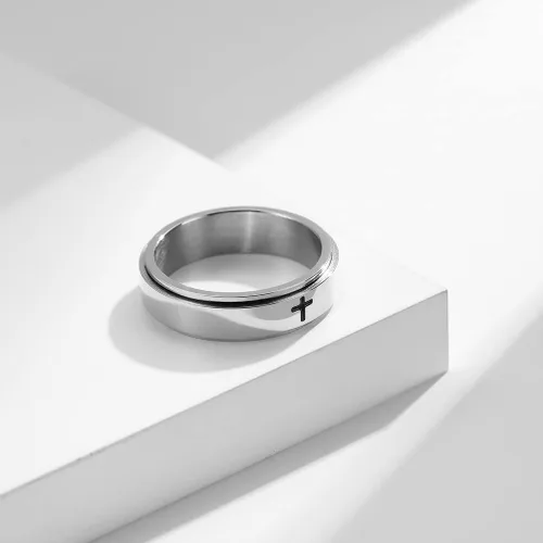 Miniatura 5 de Anillos de banda giratoria para aliviar el estrés y la ansiedad con diseño de Jesucristo para hombres mujeres niñas niños y niñas para la ansiedad
