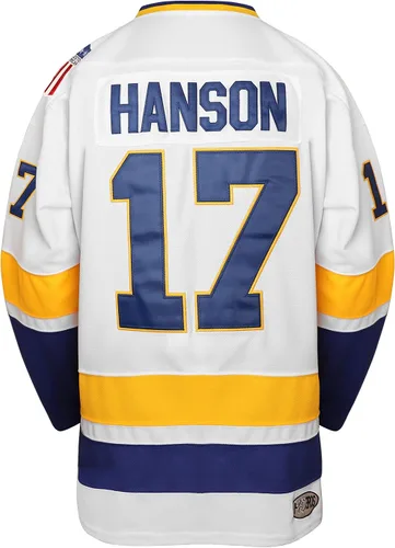 Miniatura 33 de Phoneutrix Hanson Brothers Charlestown Chiefs 16 Jack 17 Steve 18 Jeff Slap Shot Movie Hockey Jersey Azul