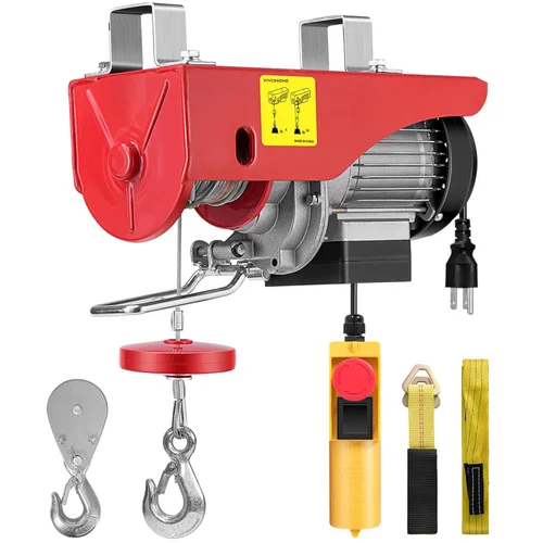 VIVOHOME Polipasto eléctrico, cabrestante de 110 V 1320 libras con control remoto, polipasto de alambre de acero galvanizado para garaje, almacenes,