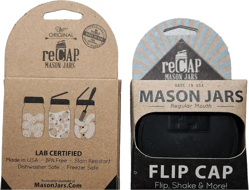 Miniatura 5 de reCAP Mason Jars Tapa FLIP Cap Boca regular Negro 4 unidades Fabricado en Estados Unidos