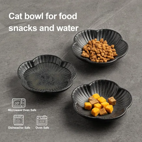 Miniatura 4 de Mecaikru Tazones de comida para gatos, platos de cerámica para gatos, plato para comida, agua y aperitivos, 4.72 pulgadas, uso en interiores