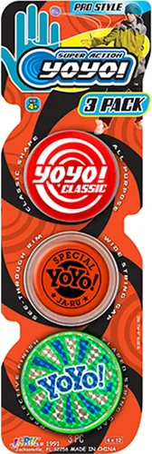 JA-RU Yoyo - Paquete profesional de yoyos (1 paquete de 3) juguetes antiestrés divertidos de calidad para niños y adultos, relleno de relleno de