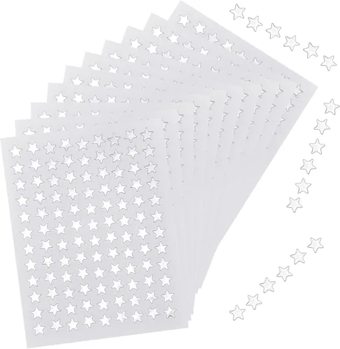 Miniatura 10 de Paquete de 4320 40 hojas de calcomanías pequeñas de estrella dorada, calcomanías de recompensa de 0.3 pulgadas de diámetro para niños, cara, tabla