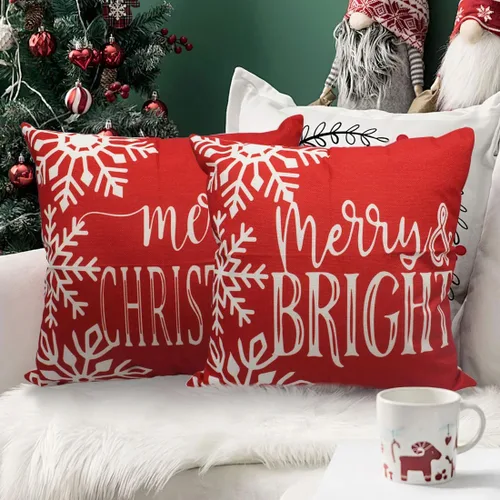 Miniatura 6 de PSDWETS Juego de 4 fundas de almohada de Navidad de 18 x 18 pulgadas, decoración de Navidad, muñeco de nieve, corona de Papá Noel, árbol de Navidad