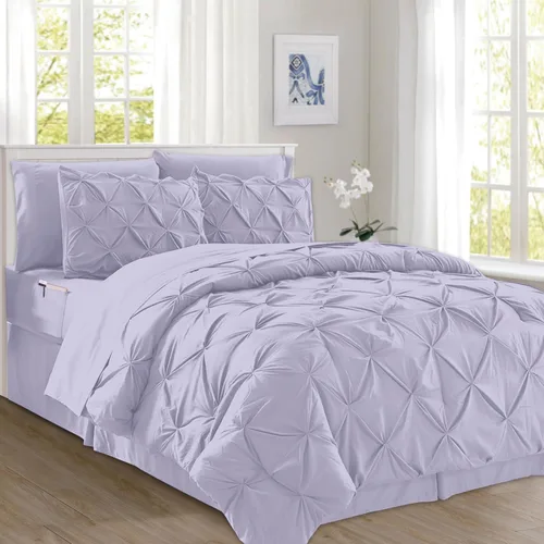 Miniatura 9 de Elegant Comfort Juego de edredón con pliegues pinzados de 8 piezas - Cama completa en una bolsa para todas las estaciones, incluye juego de sábanas