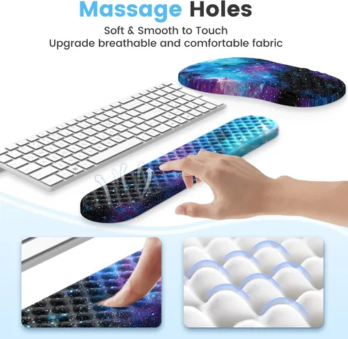 Miniatura 3 de HAOCOO Alfombrilla de Mouse Ergonómica con Reposamuñecas, Juego de 3 Alfombrillas de Mouse para Computadora, Set de Alfombrillas de Mouse de Espuma
