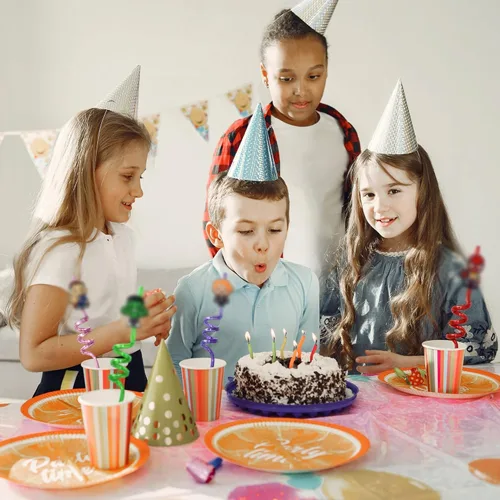 Miniatura 8 de 32 popotes de superhéroes para recuerdos de fiesta, popotes reutilizables con 8 diseños, 36 calcomanías + 2 cepillos. Perfecto para suministros