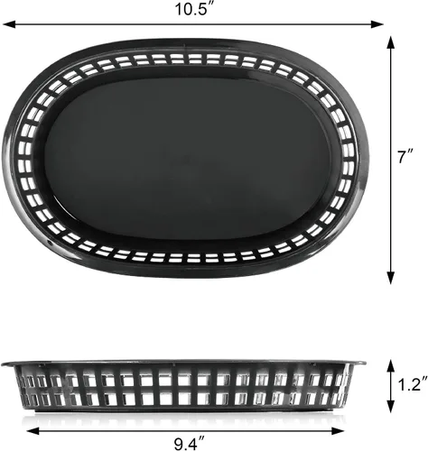 Miniatura 4 de New Star Foodservice 44041 - Cestas de comida rápida, 10.5 x 7 pulgadas, juego de 12, color negro