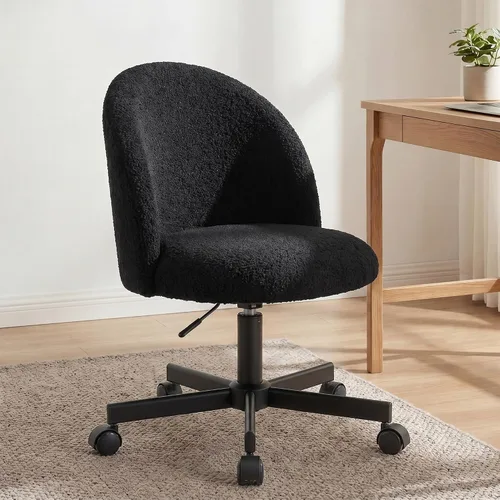 NEO Chair Silla de tocador de oficina con ruedas, cómoda silla de escritorio para niñas, linda computadora, pequeña, sin brazos, altura ajustable,