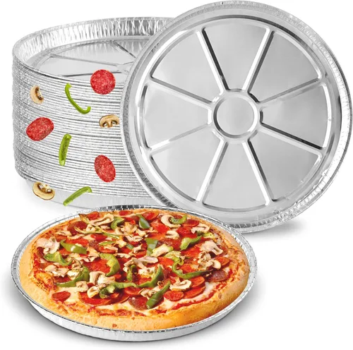(Paquete de 25) Moldes de Pizza de Aluminio de 12 Pulgadas Desechables Redondos de Papel de Aluminio para Pizzas Personales Individuales, Molde para