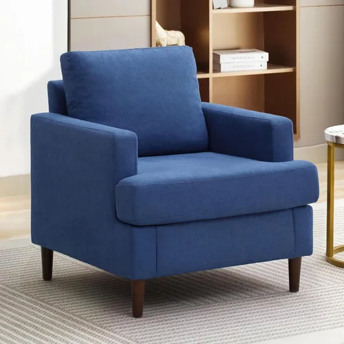 Miniatura 11 de Weture Silla de Acento Mid-Century, Sillón Moderno de Tela de Lino con Brazos para Sala de Estar, Cómodas Sillas de Acento Tapizadas de Lectura