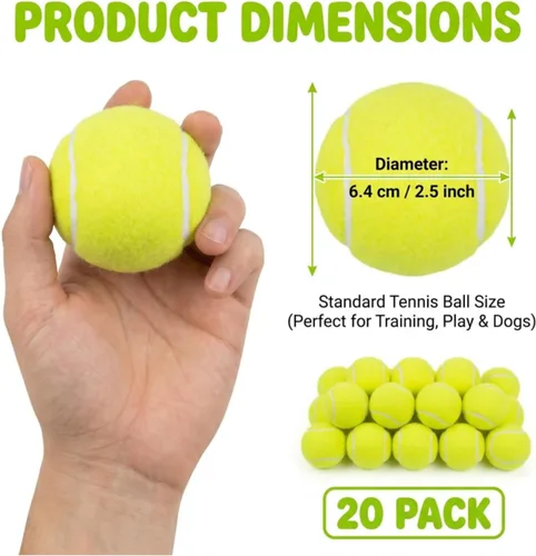 Miniatura 2 de Tebery Paquete de 20 pelotas de tenis de entrenamiento avanzado, pelota de práctica para principiantes, pelotas de juego para perros y mascotas