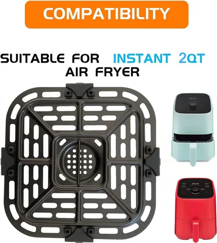 Miniatura 2 de Bandeja cuadrada de 2 cuartos de galón para freidora de aire para instantáneos, mini horno Vortex, freidora de aire antiadherente mejorada, rejilla