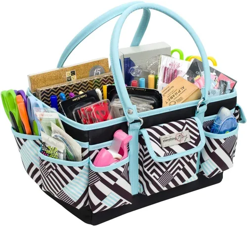 Miniatura 12 de Everything Mary Junior Deluxe Store & Tote Organizer - Bolso negro para manualidades con asas, organizador de almacenamiento plegable para álbumes