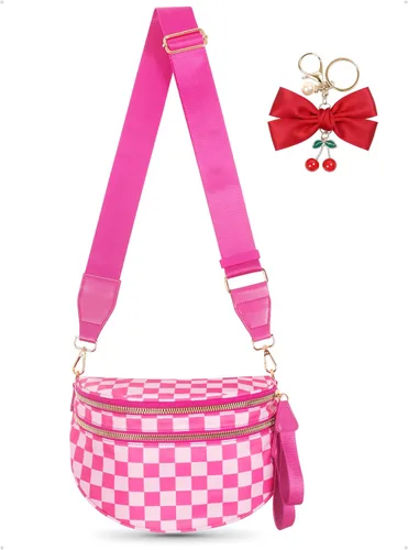 Miniatura 17 de Bum Bag Crossbody Bag para mujer Amplias bolsas Riñoneras cruzadas de nailon Monedero con cinturón para viajar y correr, regalos de moda