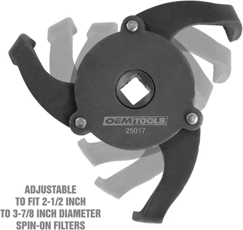 Miniatura 2 de OEMTOOLS 25017 2-1/2" x 3-7/8" 3-patas Spin-On estilo llave de filtro de aceite, llave de filtro de aceite ajustable, negro