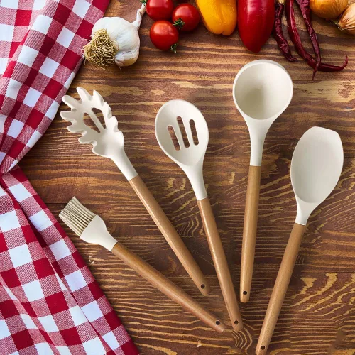 Miniatura 4 de Juego de utensilios de cocina - 35 piezas de utensilios de cocina con rallador, pinzas, espátula de cuchara y girador hechos de silicona resistente