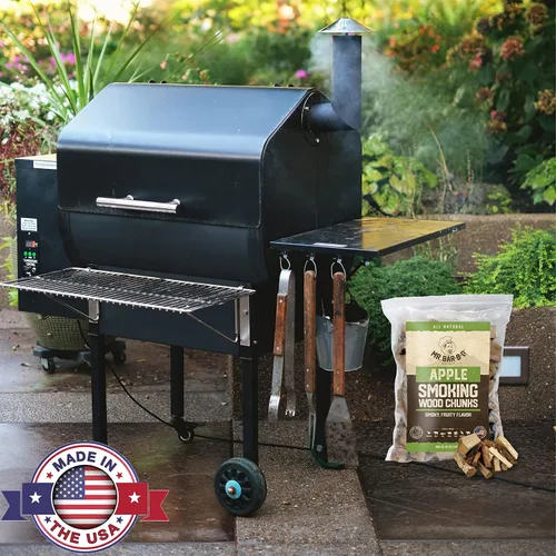 Miniatura 5 de Bolsa de 3.5 libras de trozos de madera de manzana de Mr. Bar-B-Q, sabor a manzana afrutado para ahumar, asar al aire libre, barbacoa en el patio