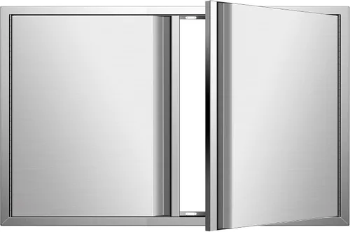 Miniatura 8 de Puertas de cocina para exteriores de 26 pulgadas de ancho x 24 pulgadas de alto con mango horizontal, puertas de acceso dobles para barbacoa, acero