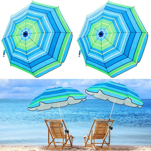 Miniatura 17 de Buryeah Paraguas automático para silla con abrazadera universal de 44 pulgadas, UPF 50+, abrazadera portátil en silla de playa, sombrilla ajustable