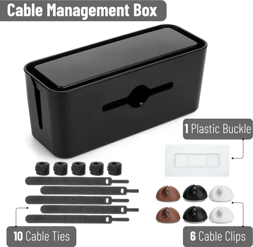 Miniatura 2 de Bates - Caja de organización de cables, grande, caja organizadora de cables, caja organizadora de cables, organizador de caja de cables, caja