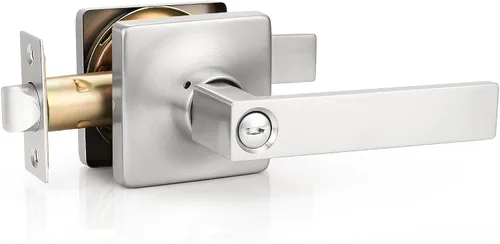 Miniatura 13 de GOBEKOR Paquete de 1 palanca de paso, manijas de puerta rectas de níquel satinado para cerradura de puerta de armario, manija cuadrada de puerta