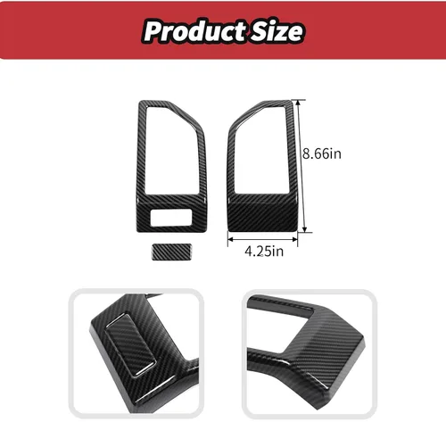 Miniatura 5 de 2 unids/set tablero de aire acondicionado cubierta de ventilación Trim para Ford F150 2015 2016 2017 2018 2019 2020 Accesorios interiores