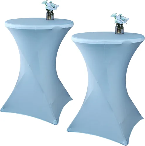 Miniatura 9 de Paquete de 2 manteles de cóctel de elastano de 24 x 43 pulgadas, redondos, ajustables, para bodas, banquetes, eventos, fiestas