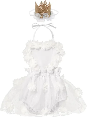 Miniatura 110 de Traje de bebé niña primer cumpleaños traje de encaje tul mameluco princesa tutú vestido de un año cumpleaños pastel Smash fotografía ropa