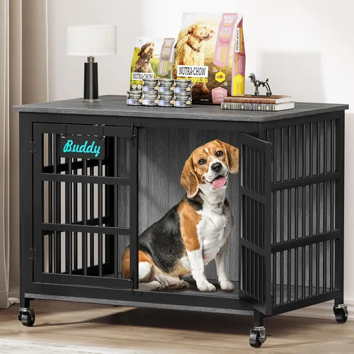 Miniatura 13 de EasyCom mueble de jaula para perros de 41"/33"/27" con etiqueta de nombre, perrera para perros de interior resistente para perros medianos, jaula