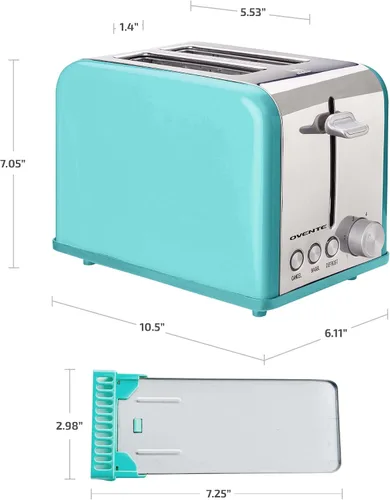 Miniatura 6 de OVENTE Tostadora eléctrica de 2 rebanadas, 825 W con 6 ajustes de tostado, bagel, descongelación, funciones de cancelación, ranuras extra anchas