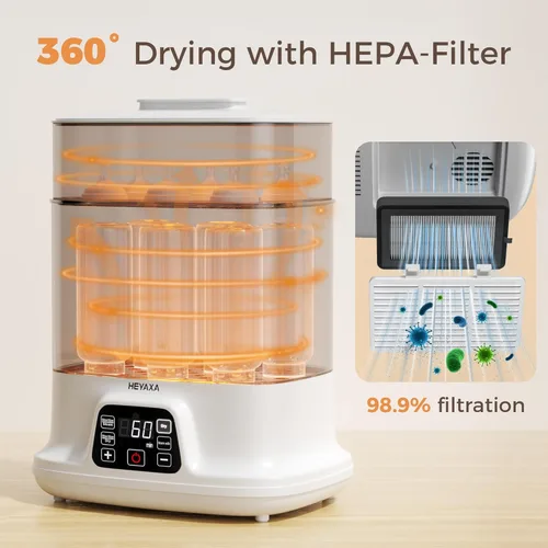 Miniatura 3 de HEYAXA Steri-lizer y secadora para biberones, 10 botellas de gran capacidad, vaporizador eléctrico 4 en 1 y secadora para todas las botellas, piezas