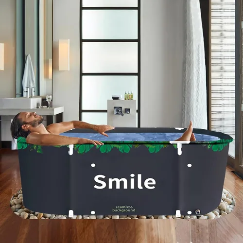 Miniatura 2 de BESTHLS Bañera portátil para adultos, bañera plegable para regadera, bañera ecológica para la cabina de ducha (grande, verde)