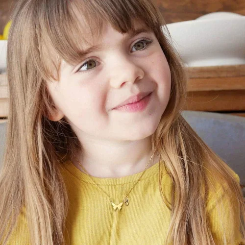 Miniatura 2 de MONOOC - Collar de mariposa para mujeres y niñas, chapado en oro de 14 quilates, delicado collar con dije de mariposa, collar con inicial, lindo