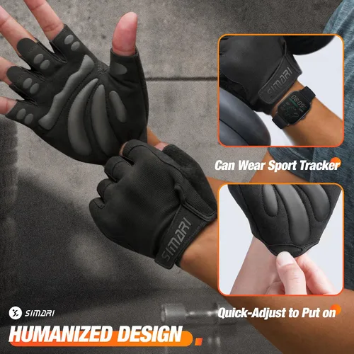 Miniatura 2 de SIMARI Guantes de entrenamiento transpirables para hombres y mujeres, guantes acolchados para levantamiento de pesas con gran agarre, protección